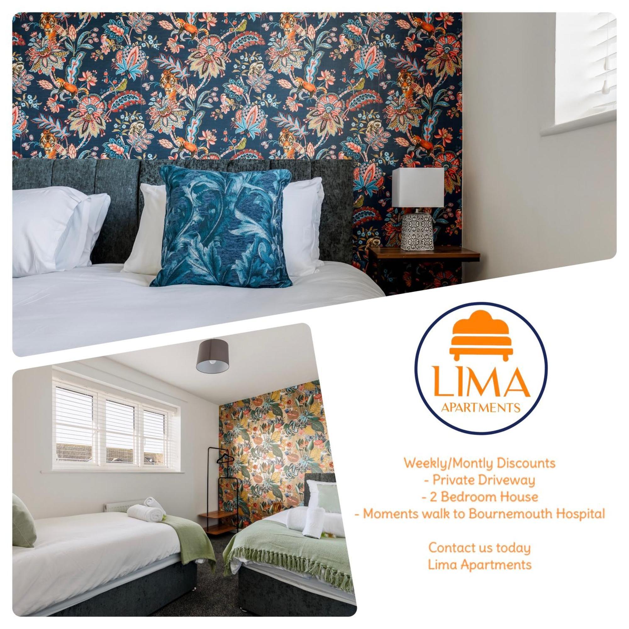 2 Bedroom House-Driveway - Bournemouth Hospital - Long Stay Discounts - Lima Apartments Ltd Eksteriør bilde